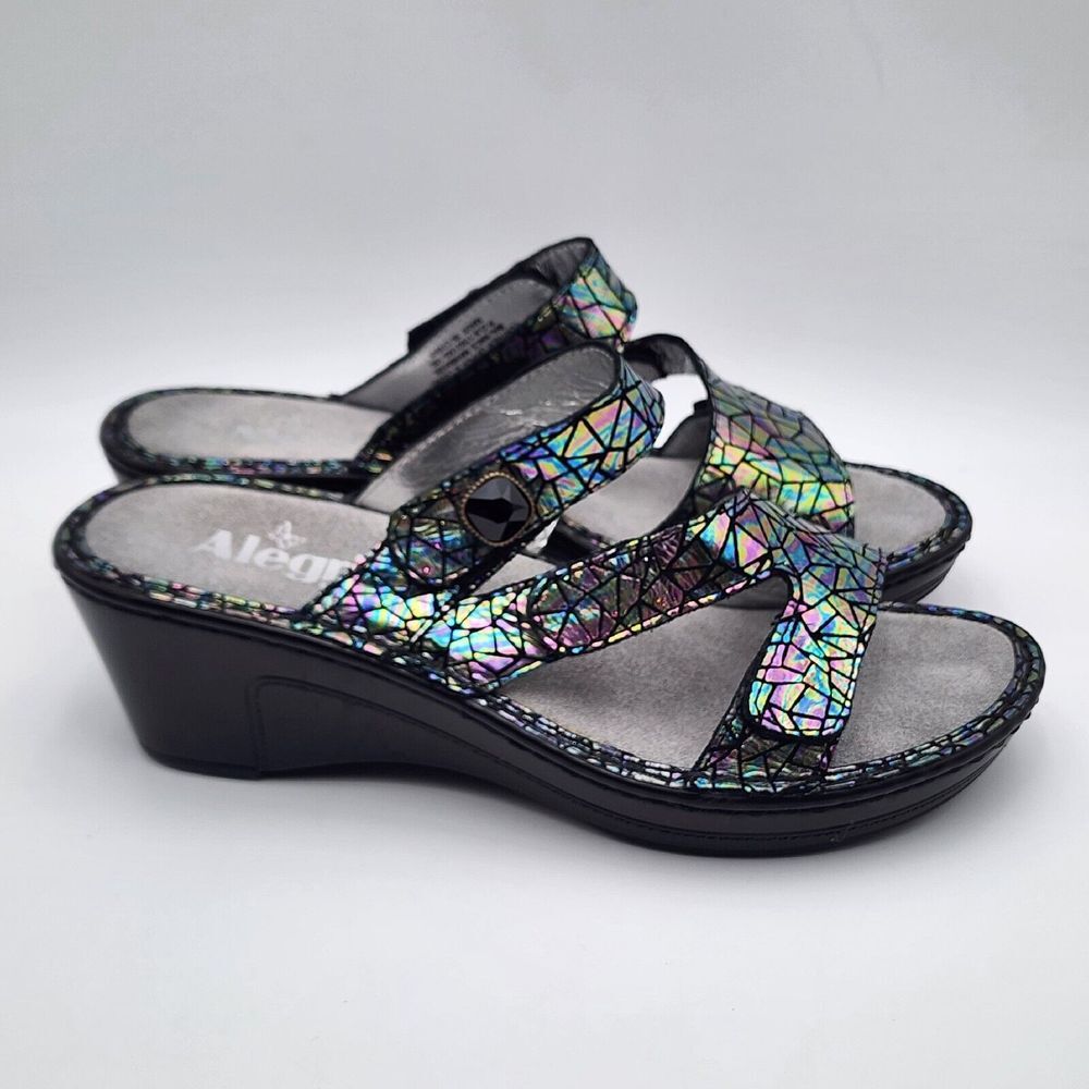 Alegria Tectonic Loti Wedge Slide Sandal Women size 36 (5.5-6) Shoes